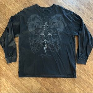 Black Graphic Long Sleeve Men's Shirt
